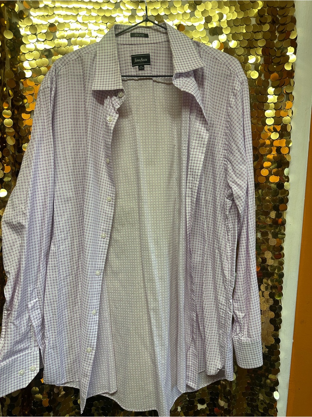 Neiman Marcus Men’s Lavender Check Button-Down Shirt
